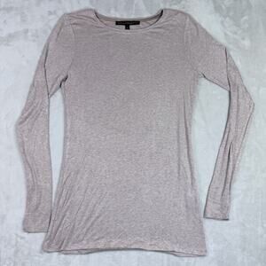 White House Black Market Heathered Gray Long Sleeve Crew Neck Tee Womens Size S
